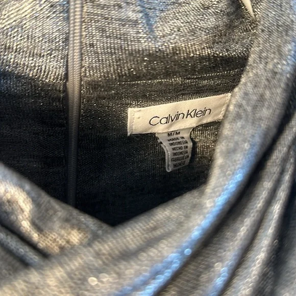 Calvin Klein 3/4” sleeve silver top size Medium - Picture 2 of 4